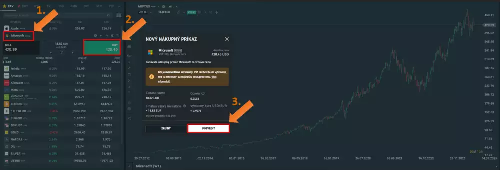 Nákup akcií Microsoft na XTB