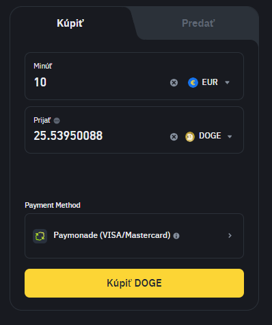 Ako nakúpiť Dogecoin na Binance