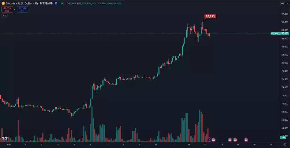 Bitcoin prekonal 90 000 dolárov