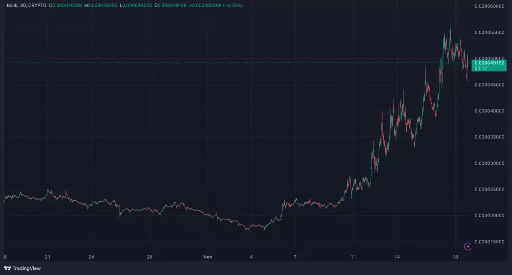 BONK za posledný mesiac porástol