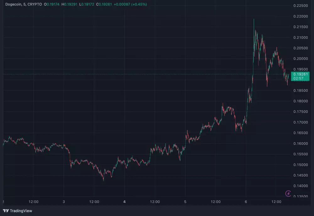 Explozívny rast Bitcoinu ovplyvnil aj Dogecoin