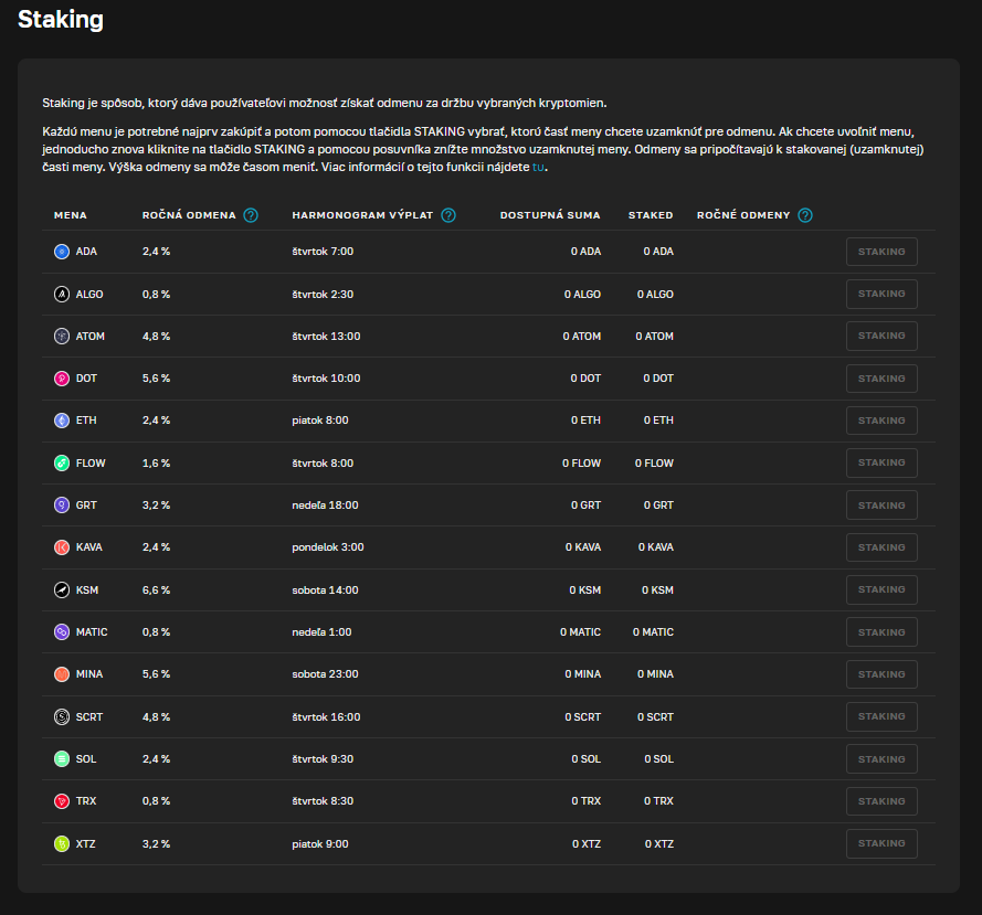 Kompletný zoznam kryptomien na staking