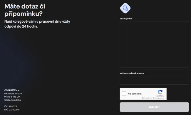 Kontaktný formulár Coinmate
