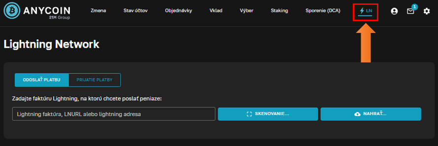 Lightning network na Anycoine