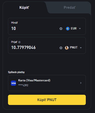 Priamy nákup PNUT na Binance