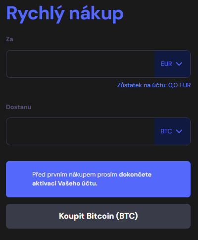 Rýchly nákup na burze Coinmate