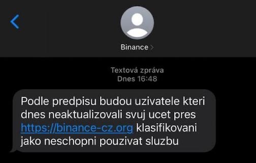 Text podvodnej SMS