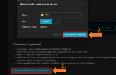 Vygenerovanie adresy