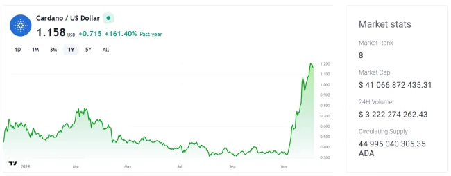 Cardano významne vzrástlo