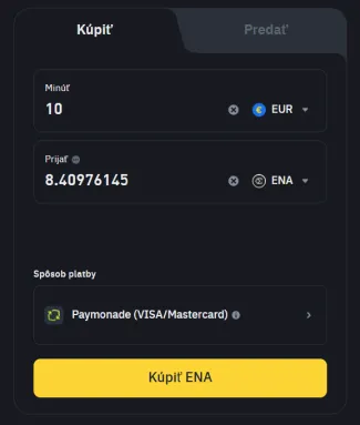 Nákup Ethena na Binance