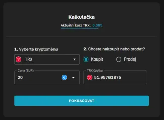 Nákup kryptomeny TRX na Anycoine