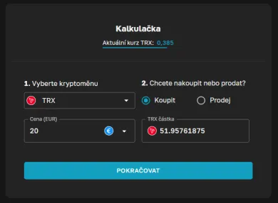 Nákup kryptomeny TRX na Anycoine
