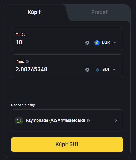 Ako kúpiť SUI na Binance
