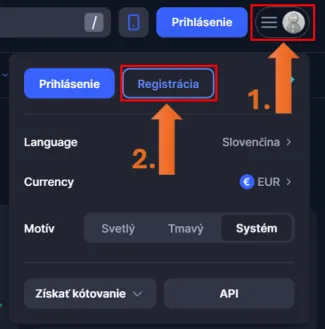 Domovská stránka a registrácia