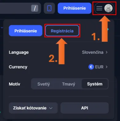 Domovská stránka a registrácia