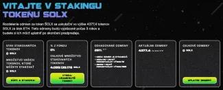 Karta stakingu tokenov SOLX