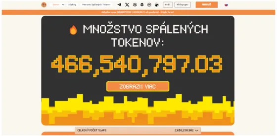Množstvo spálených tokenov