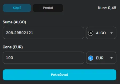 Nákup ALGO na Anycoine