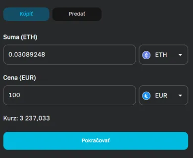Nákup Etherea na Anycoine