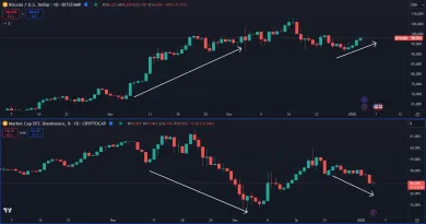 Vzťah dominancie a trhovej ceny BTC