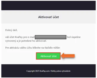 Aktivácia KvaPay účtu