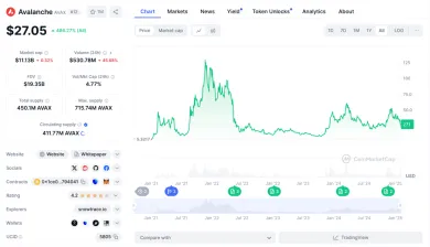 AVAX zaznamenáva pokles