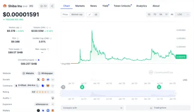 Historicky graf kryptomeny Shiba Inu