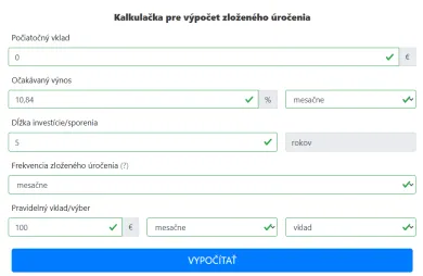 Vstupné hodnoty výnosov