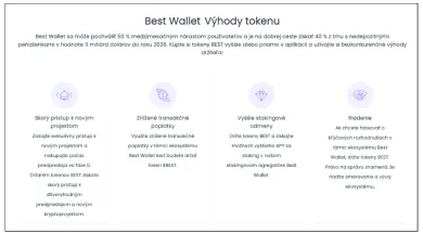 Výhody držiteľov tokenu BEST