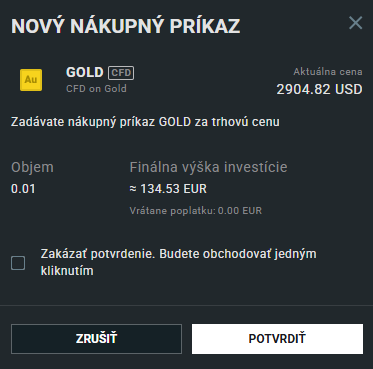 Nákup CFD na zlato cez XTB