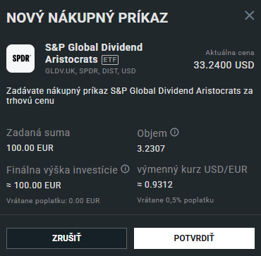 Nákup ETF dividendových aristokratov cez XTB