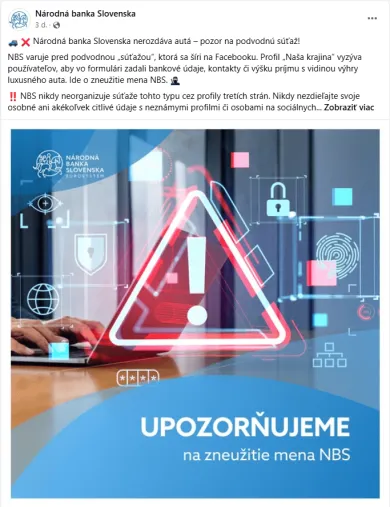 NBS vydala varovanie
