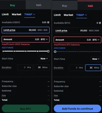 Objednávka TWAP na Coinbase