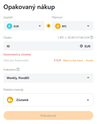 Opakovaný nákup na Bybit EU