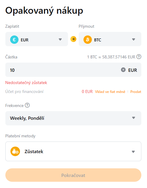 Opakovaný nákup na Bybit EU