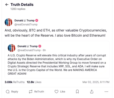 Status Trumpa o kryptomenách