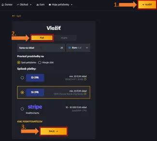 Vklad eur na BITmarkets