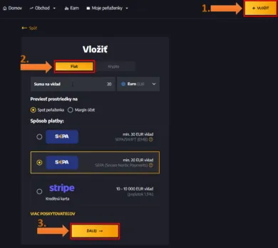Vklad eur na BITmarkets
