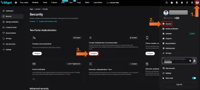 Bezpečnosť účtu na Bitget