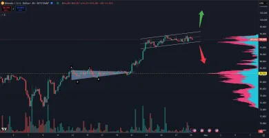 Bitcoin formuje rastúcu vlajku