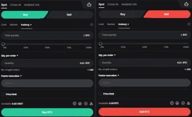 Iceberg príkaz na burze Bitget
