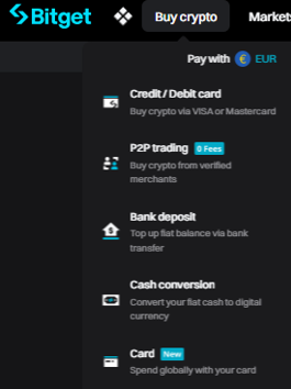 Možnosti vkladu na Bitget
