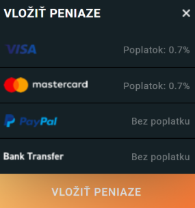 Možnosti vkladu na XTB