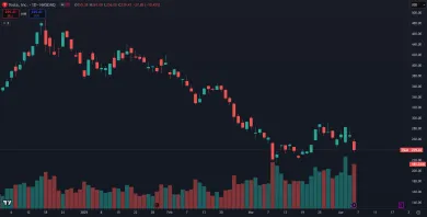 Pád akcií Tesla v roku 2025