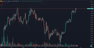 Bitcoin testuje poslednú rezistenciu historického maxima na dennom grafe