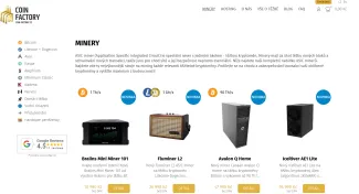Coin Factory má široký výber ťažobných zariadení