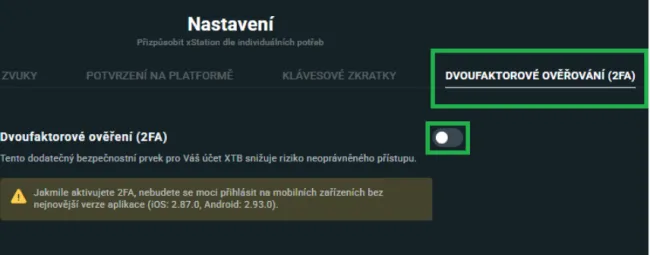 Dvojfaktorové overenie na XTB
