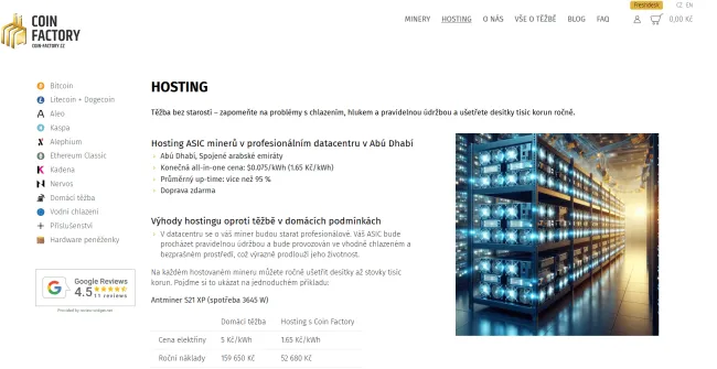 Hosting na Coin Factory