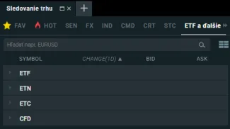 Na XTB môžete obchodovať ETF, ETN, ETC aj CFD