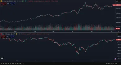Zlato verzus americké akcie za posledný polrok